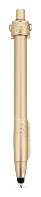 Caneta em tom dourado com clip e ponteira preta